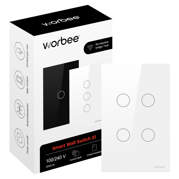 INTERRUPTOR INTELIGENTE S1 CUÁDRUPLE WiFi CON Y SIN NEUTRO
